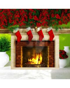 Fireplace Flower Sock Plant Computer Printed Photography Backdrop HXB-639