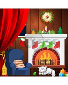 Curtain Sofa Fireplace Sock Clock Computer Printed Photography Backdrop HXB-658