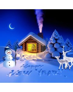 Snowman Deer House Moon Snow Computer Printed Photography Backdrop HXB-681