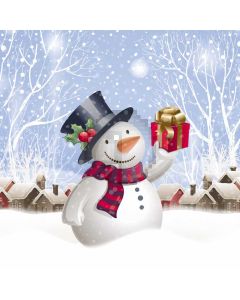 Snowman Present Snow House Tree Computer Printed Photography Backdrop HXB-704