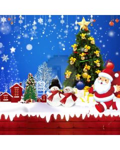 Tree Santa Claus House Snowflake Computer Printed Photography Backdrop HXB-716