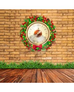 Clock Plant Wood Floor Brick Wall Computer Printed Photography Backdrop HXB-722