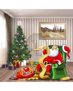 Santa Claus Tree Present Painting Computer Printed Photography Backdrop HXB-725