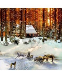 Snow Tree Horse House Computer Printed Photography Backdrop HXB-727