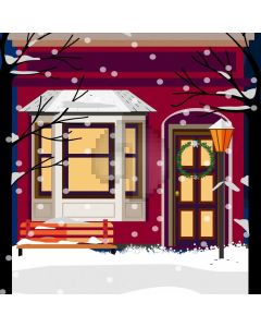 House Snow Tree Window Door Computer Printed Photography Backdrop HXB-736