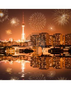 Firework Building Night Sky River Computer Printed Photography Backdrop HXB-742