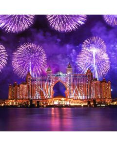 Firework Building Night River Computer Printed Photography Backdrop HXB-746