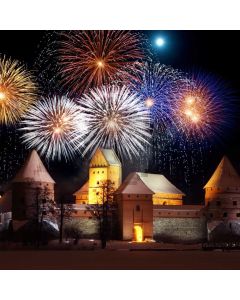 Firework House Light Night Computer Printed Photography Backdrop HXB-747