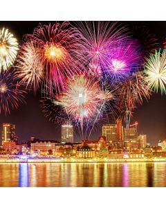 Firework House Night Sky Light Computer Printed Photography Backdrop HXB-750