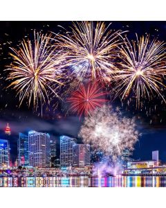 Firework House Light Night Computer Printed Photography Backdrop HXB-751
