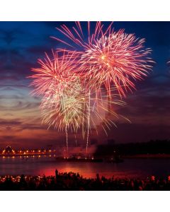 Firework Night Light River Computer Printed Photography Backdrop HXB-754