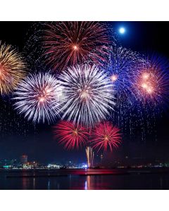 Firework River Building Moon Computer Printed Photography Backdrop HXB-759