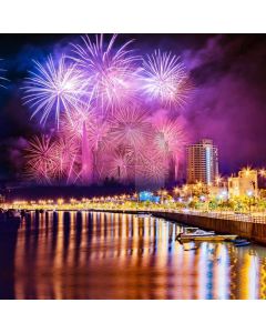 Firework River Building Light Computer Printed Photography Backdrop HXB-769