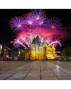 Firework Road Castle Light Computer Printed Photography Backdrop HXB-772