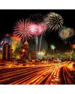 Firework Building Night Car Computer Printed Photography Backdrop HXB-775