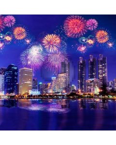 Firework Building River Computer Printed Photography Backdrop HXB-777