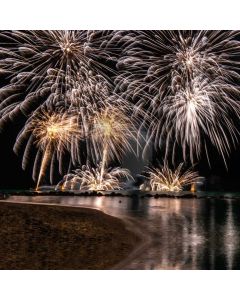 Night Firework Grassland River Computer Printed Photography Backdrop HXB-794