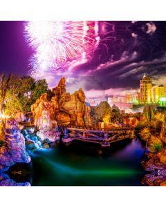 Stone Firework Light River Tree Computer Printed Photography Backdrop HXB-795