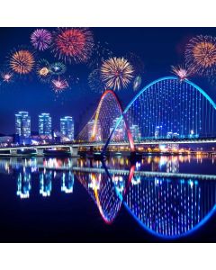 Firework River Building Inverted Image Computer Printed Photography Backdrop HXB-799