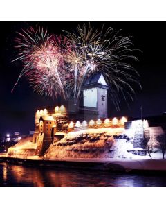 Firework Castle River Light Computer Printed Photography Backdrop HXB-805