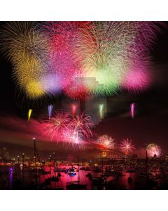 Firework River Boat Light Computer Printed Photography Backdrop HXB-811