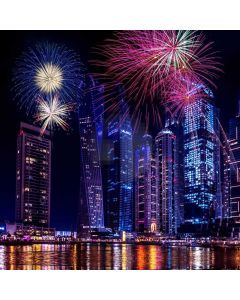 Firework Building River Computer Printed Photography Backdrop HXB-828
