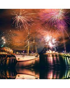 Firework River Boat House Computer Printed Photography Backdrop HXB-829