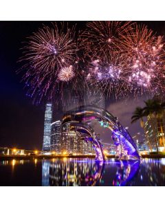 Firework River Building Computer Printed Photography Backdrop HXB-837