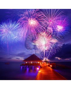 Firework River Pavilion Computer Printed Photography Backdrop HXB-844