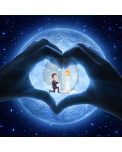 Heart Hand Wedding Moon Computer Printed Photography Backdrop HXB-878