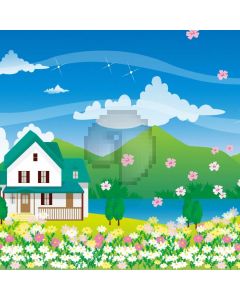 Flower Cloud House Computer Printed Photography Backdrop HXB-913