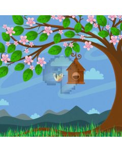 Tree Bird Cloud Computer Printed Photography Backdrop HXB-915
