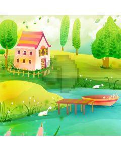 House River Tree Grassland Computer Printed Photography Backdrop HXB-920