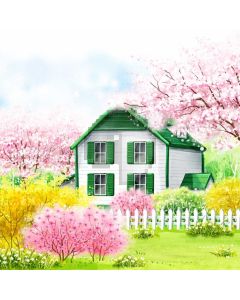 House Flower Fence Computer Printed Photography Backdrop HXB-921