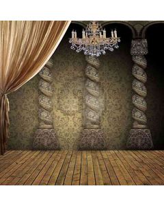 Patterned Pillars With Chandelier Computer Printed Photography Backdrop HY-CM-1720
