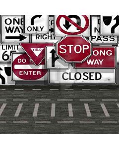 Traffic Signs Computer Printed Photography Backdrop HY-CM-1736