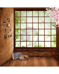 Suitcases Besides The French Window Computer Printed Photography Backdrop HY-CM-4038