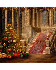 Christmas Tree Downstair Computer Printed Photography Backdrop HY-CM-4150