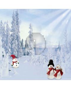 Snowy Forest With Snowmen Computer Printed Photography Backdrop LMG-168