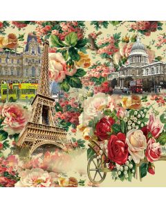 Flowery Eiffel Tower Computer Printed Photography Backdrop LMG-233