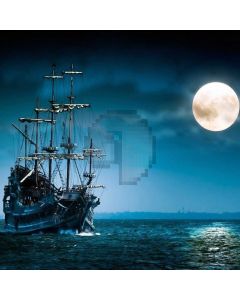 Moon Night Sea Boat Dark Clouds Computer Printed Photography Backdrop LMG-702