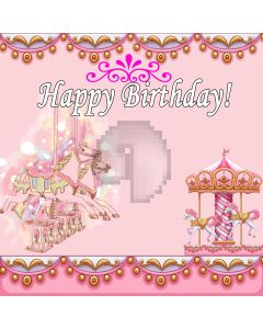 Happy Birthday Whirligig Horse Flower Pattern Computer Printed Photography Backdrop LMG-723