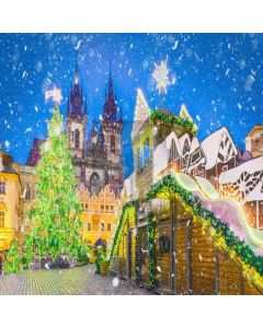 Castle Christmas Tree Star Computer Printed Photography Backdrop LMG-740