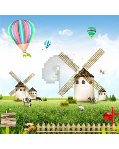 Windmill Ballon Grass Computer Printed Photography Backdrop LMG-797