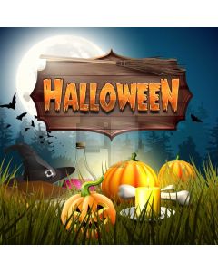 Halloween Lantern Grass Computer Printed Photography Backdrop LMG-829