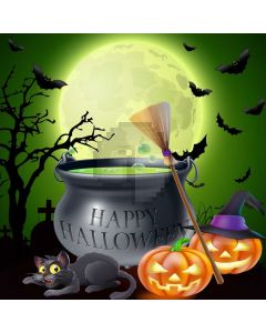 Broom Pumpkin Lamp Computer Printed Photography Backdrop LMG-867
