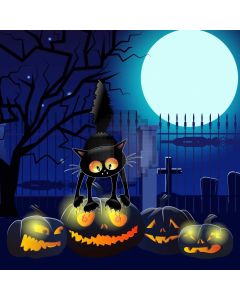Pumpkin Lamp Moon Computer Printed Photography Backdrop LMG-872