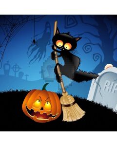 Cat Broom Pumpkin Computer Printed Photography Backdrop LMG-924