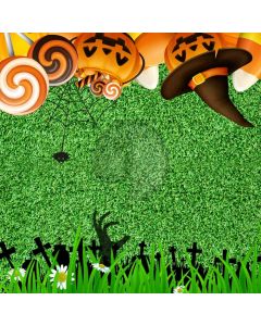 Pumpkin Ghost Grass Computer Printed Photography Backdrop LMG-932