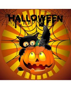 Pumpkin Lanterns Cat Computer Printed Photography Backdrop LMG-941
